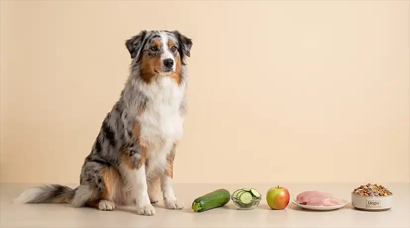 Perro Pastor Australiano con ingredientes naturales